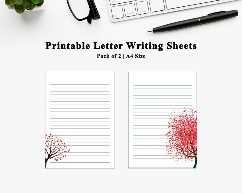 Printable Pack of 4 Letter Writing Sheet | A4 Letter Paper | Lined ...