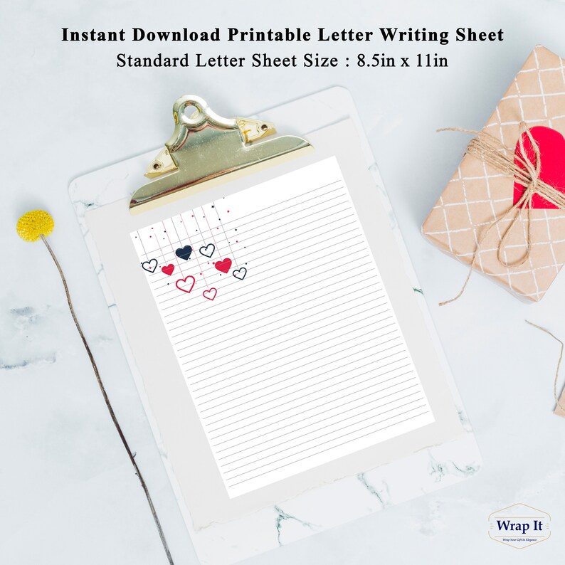 Wrap It Printable lined letter writing sheet Ruled love letter paper