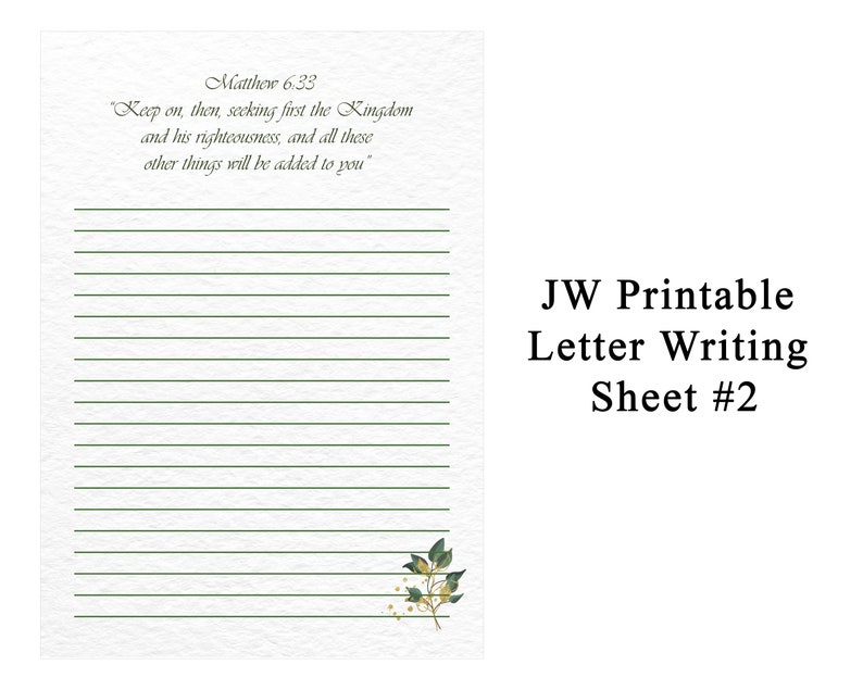 JW Letter Writing Paper Letter Writing Set Printable Etsy UK