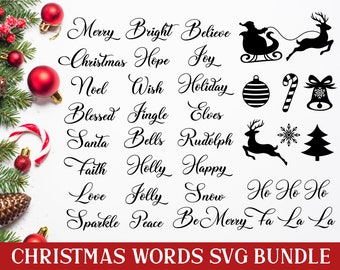 Download Christmas Words Svg Etsy