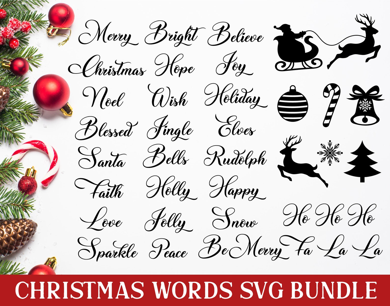 Christmas Words SVG Christmas SVG Christmas Sign Svg Bundle | Etsy