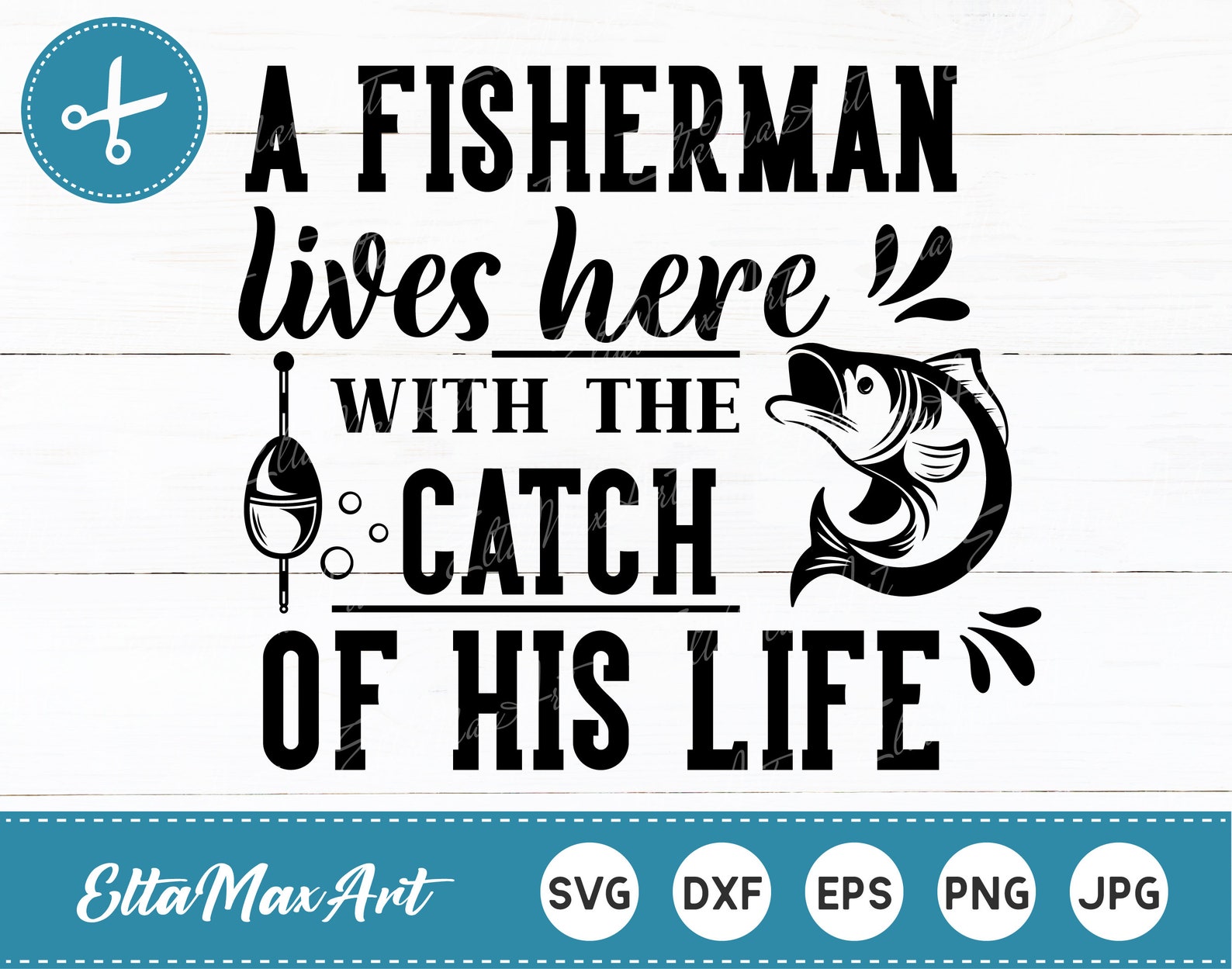 A fisherman lives here with the catch of his life SVG fish