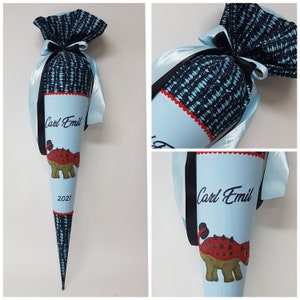 School cone boy - Individually sewn school cone with embroidered motif - Dino - Der Die Das - Big Rex