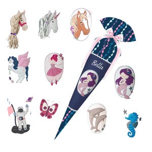 Mermaid Bella (matching Step by Step) Sewn school cone personalized with name - girls - motifs to choose from