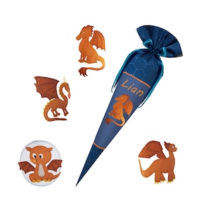 School cone made of fabric matching the Step by Step - Eldrador with dragon motif