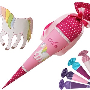 Individually sewn school bag unicorn pink - pink stars