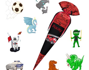 Monster Truck Rocky (passend zum Step by Step) Genähte Schultüte personalisiert mit Name- Jungs - Dinos und weitere Motive zur Auswahl