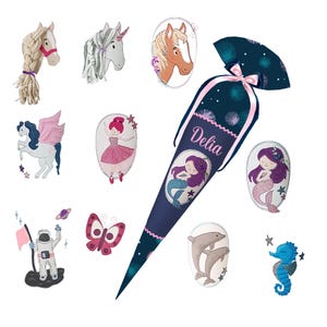 Mermaid Delia (matching Step by Step) Sewn school cone personalized with name - girls - motifs to choose from