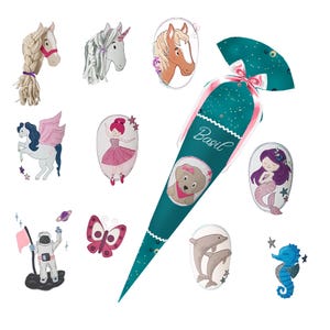 Dog Basti (matching Step by Step) Sewn school cone personalized with name - girl - motifs to choose from