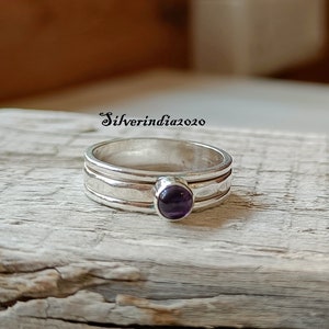 Amethyst Ring, Spinner Ring, 925 Sterling Silver Ring, Gemstone Ring, Women Ring, Worry Ring, Anxiety Ring, Silver Spinner, Gift For Ring