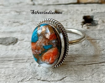 Pure Oyster Turquoise Ring, Gemstone Ring, 925 Sterling Silver, Handmade Ring, Women Ring, Wedding Ring, Girls Wear Ring, Party Wear Ring.