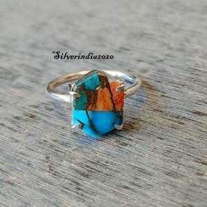 Handmade Oyster Turquoise Ring: 925 Sterling Silver Band