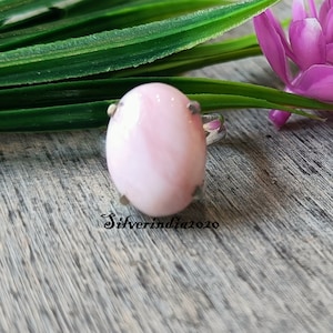 Natural Pink Opal Ring, 925 Sterling Silver, Handmade Ring, Women Ring, Silver Band Ring, Anniversary Ring, Gemstone Ring, Gift For Love.