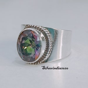 Handmade Mystic Topaz Ring: 925 Sterling Silver Band