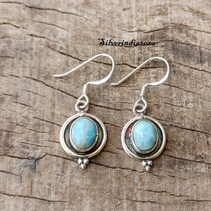 Natural Larimar Earring ~ 925 Sterling Silver Earring ~ Dangle Earring ~ Handmade Earring ~ Larimar Jewelry ~ Dainty Earring ~Latest Earring