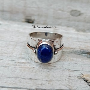 Natural Lapis Lazuli Ring, Lapis Lazuli Silver Ring, Sterling Silver ring, Lapis Lazuli Statement Ring, Bohemian Ring, Gift For Her
