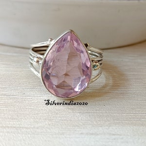 Handmade Rose Quartz Ring: 925 Sterling Silver Band