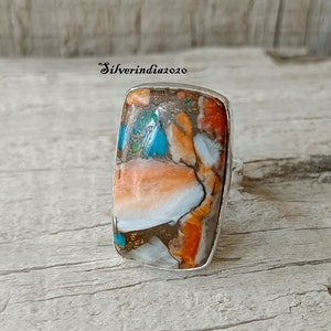 Handmade Oyster Turquoise Ring: 925 Sterling Silver Gemstone