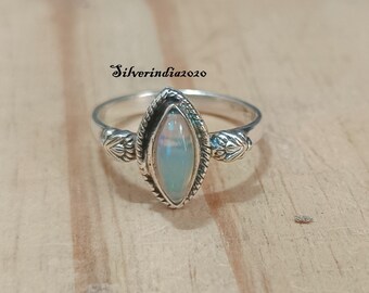 Handmade Natural Opal Ring: 925 Sterling Silver Band