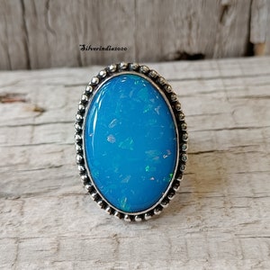 Handmade Australian Opal Ring: 925 Sterling Silver Gemstone