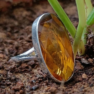 Handmade Citrine Ring: 925 Sterling Silver Band, Gemstone Jewelry