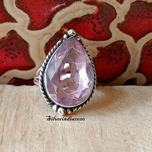 Rose Quartz Ring, 925 Sterling Silver, Handmade Ring, Women Ring, Silver Band Ring, Wedding Ring, Gemstone Ring, Party Wear Ring.