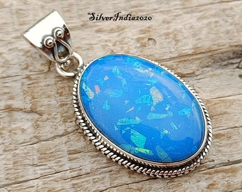 Australian Opal Sterling Silver Pendant: Handmade Gemstone Jewelry