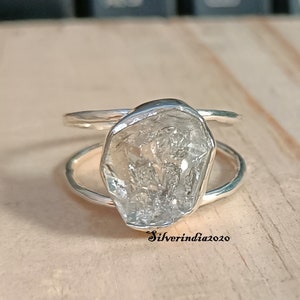 Herkimer Diamond Ring, Natural Diamond Ring, White Diamond Ring, 925 Sterling Silver, Herkimer Diamond Stone, Rough Herkimer Diamond Ring