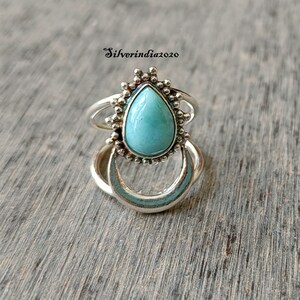 Handmade Larimar Ring: 925 Sterling Silver Band