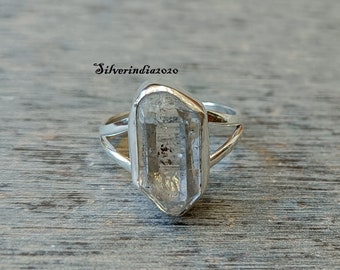 Herkimer Diamond Ring: Handmade 925 Sterling Silver Band