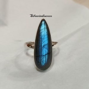 Handmade Labradorite 925 Sterling Silver Band Ring