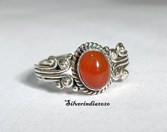 Carnelian Ring, 925 Silver Ring, Gemstone Ring, Statement Ring, Natural Carnelian Ring, Boho Ring, Women Ring, Dainty Ring, Gift Jewelry