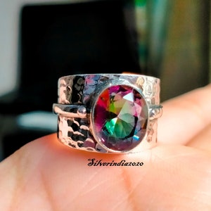 Mystic Topaz Ring: Handmade 925 Sterling Silver Band