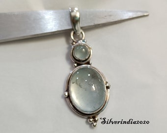 Handmade Aquamarine 925 Sterling Silver Pendant Necklace