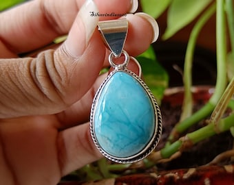 Handmade Larimar Pendant: 925 Sterling Silver Gemstone
