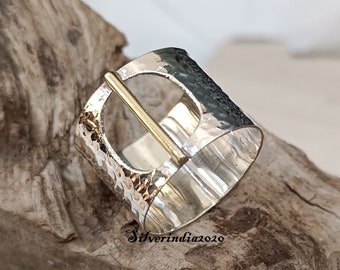 Handmade Sterling Silver Wide Band Ring: Designer Women's Ring