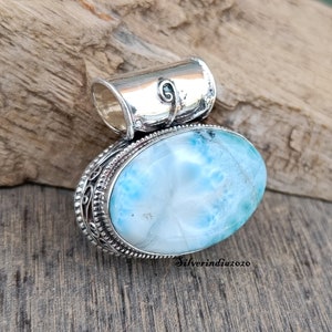 Top Quality Larimar Pendant, 925 Sterling Silver Pendant, Designer Pendant, Gemstone Gift Pendant, Boho Pendant, Oval Gemstone Necklace***