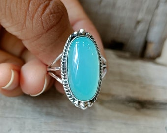 Aqua Chalcedony Ring, 925 Sterling Silver Ring, Handmade Ring, Gemstone Ring, Beautiful Ring, Designer Ring, Women Ring, Gift For Her