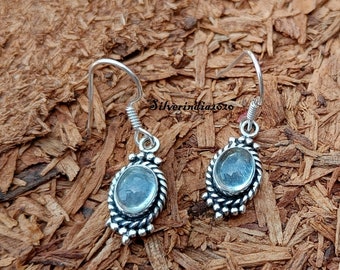 Aquamarine Dangle Earrings: 925 Sterling Silver Gemstone