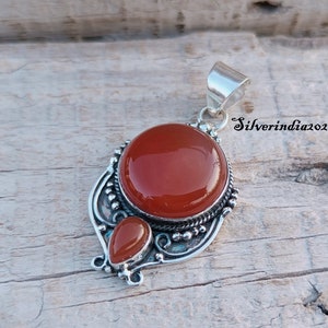 Carnelian Pendant, 925 Sterling Silver Pendant, Two Gemstone Women Pendant, Gorgeous Pendant, Bohemian Pendant, Gift For Her, Necklace Gift