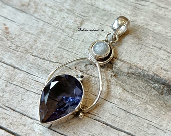 Amethyst & Moonstone 925 Sterling Silver Pendant