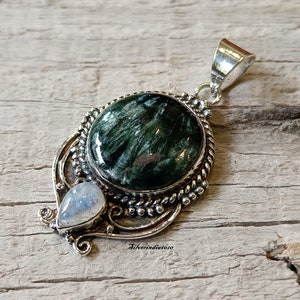 Seraphnite Pendant, Sterling Silver Pendant, Gemstone Pendant, Adorable Pendant, Moonstone  Pendant, Women Pendant, Anniversary Gift Pendant