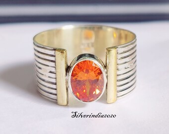 Handmade Garnet 925 Sterling Silver Band Ring