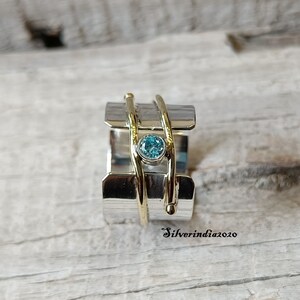 Blue Topaz Spinner Ring: 925 Sterling Silver Gemstone