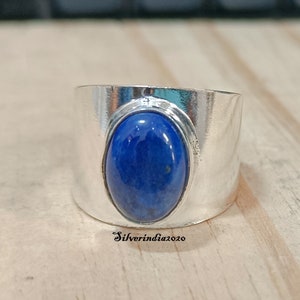 Lapis Lazuli Ring, 925 Sterling Silver Ring, Wide Band Ring,, Lapis Lazuli Jewelry, Beautiful Band Ring, Women Ring, Gift For Her
