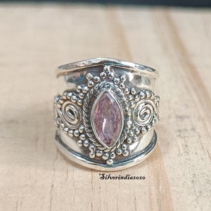 Rose Quartz Ring, 925 Sterling Silver Ring, Handmade Ring, Boho Ring, Designer Ring, Dainty Ring, Women Ring, Gift For Her, Anniversary Ring