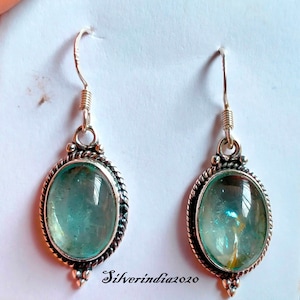 Aquamarine Earring*925 Silver Earring*Handmade Earring*Dangle Drop Earring*Designer Earring*Beautiful Earring*Modernism Silver  Earring