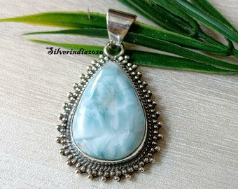 Handmade Larimar Pendant: 925 Sterling Silver Gemstone