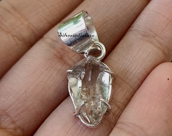 Herkimer Diamond Pendant: Raw Crystal, 925 Sterling Silver