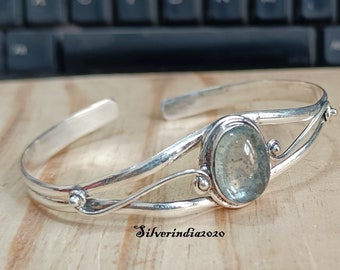 Aquamarine Bangle* 925 Silver Bangle* Amazing Bangle* Aquamarine Jewelry* Gemstone Bangle* Wonderful Bangle* Woman Bangle* Gift item